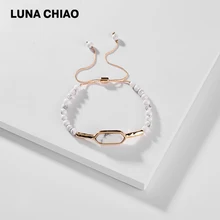 LUNA CHIAO, модные ювелирные изделия из натурального камня, браслет из бисера, регулируемая цепочка, браслеты