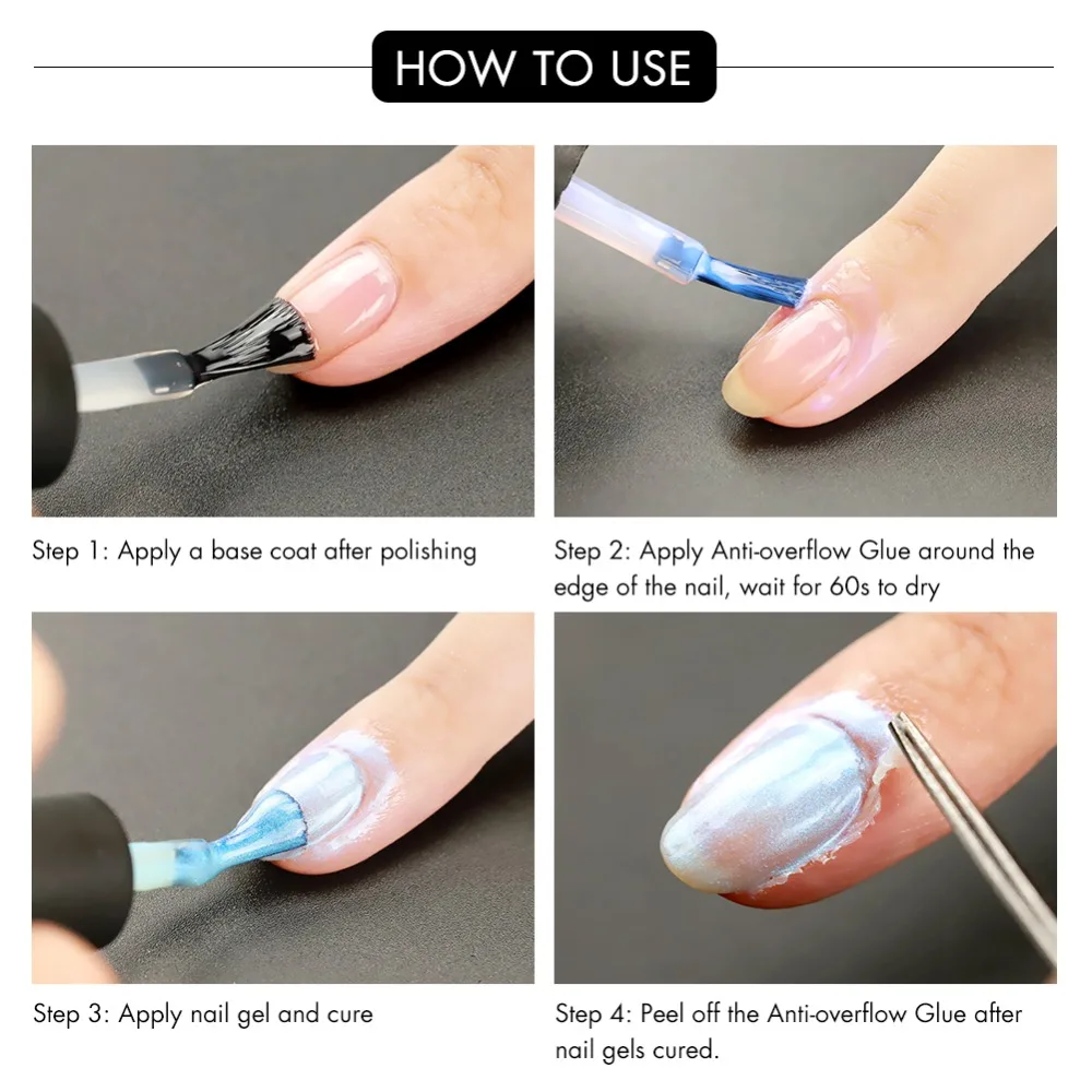 COSCELIA 8 мл самосохнущий анти-переливающийся клей цветной инструмент для ухода за ногтями латексный клей эффективно предотвращает проливание гель-лака для ногтей