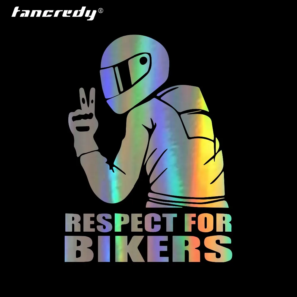 

Tancredy Car Stickers 14*19cm Respect for Bikers Warning Stickers On Car Funny Stickers and Decals Vinyl Car Styling Decorations