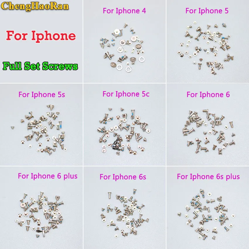 Полный комплект винтов ChengHaoRan для iPhone 4 5 6 5C 6g Plus 6S 7 7plus 8 plus x ремонтные болты