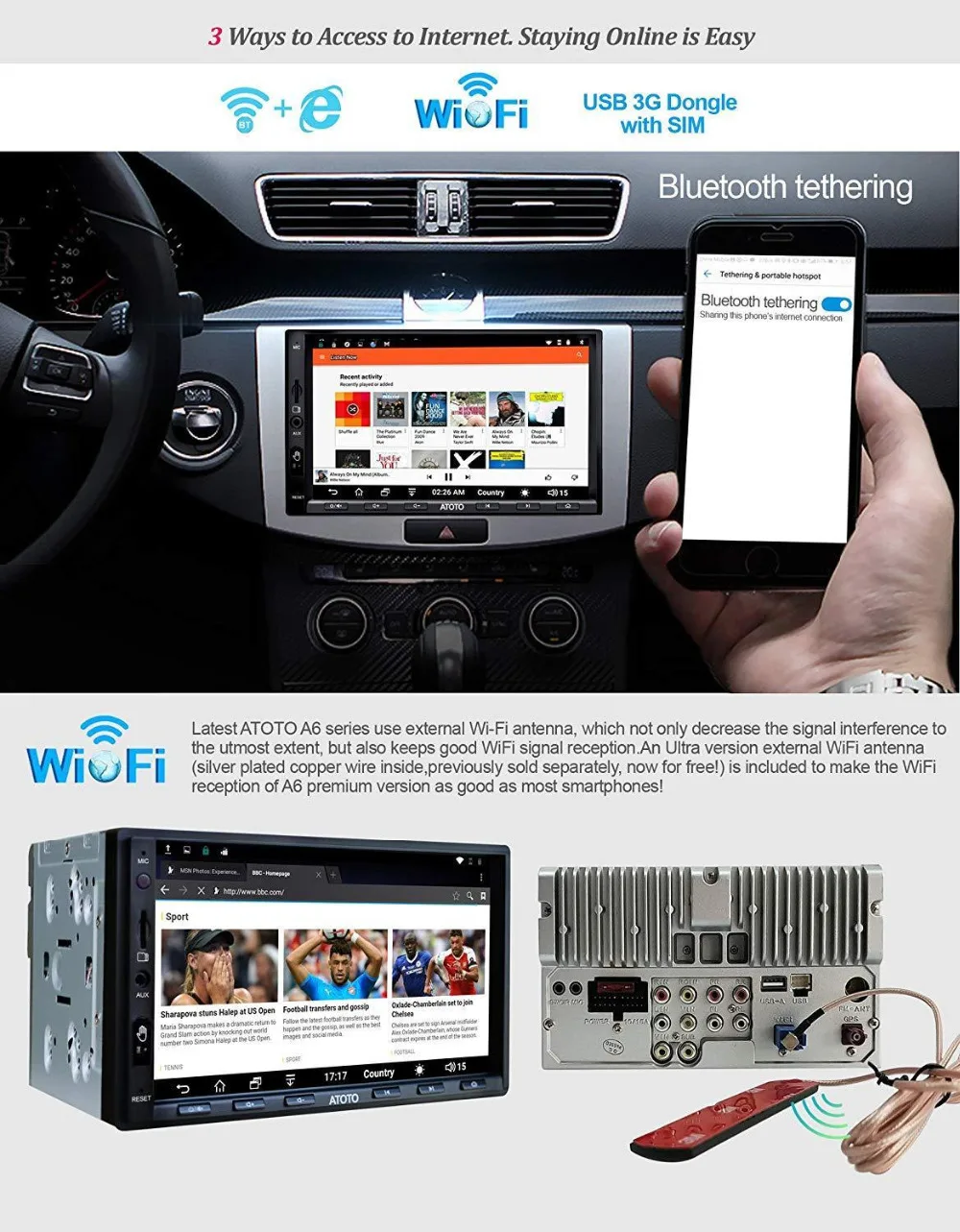 ATOTO A6 2 Din Android Car GPS estéreo reproductor/2x Bluetooth/A6Y2721PRB-G/gesto de las manos de operación/Indash radio Multimedia/WiFi/USB ATOTO A6 2 Din Android Car GPS estéreo reproductor/2x Bluetooth/A6Y2721PRB-G/gesto de las manos de operación/Indash radio Multimedia/WiFi/USB