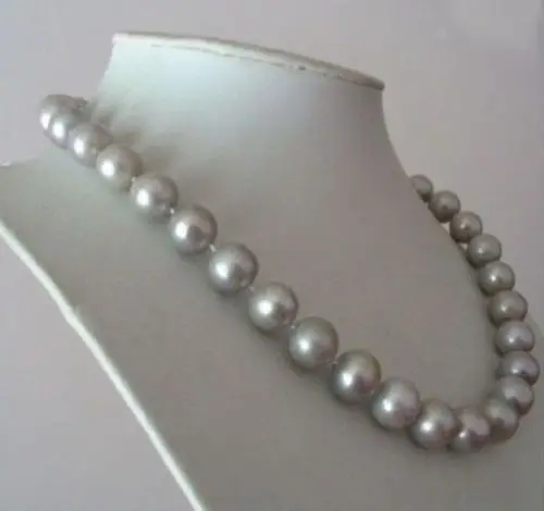 

Free Shipping >>>>>2016 NEW GENUINE NATURAL AAA SOUTH SEA GRAY PEARL NECKLACE 10-11MM 18 INCH 14K