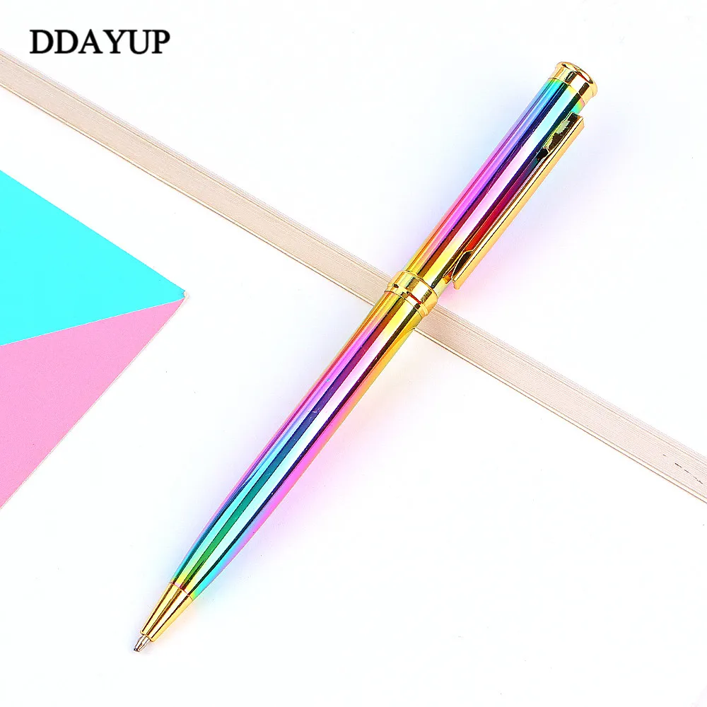 Радужная цветная ручка, металлическая шариковая ручка, шариковая ручка, 1,0 мм, сменная ручка для офиса, Ручка-роллер - Цвет: Rainbow