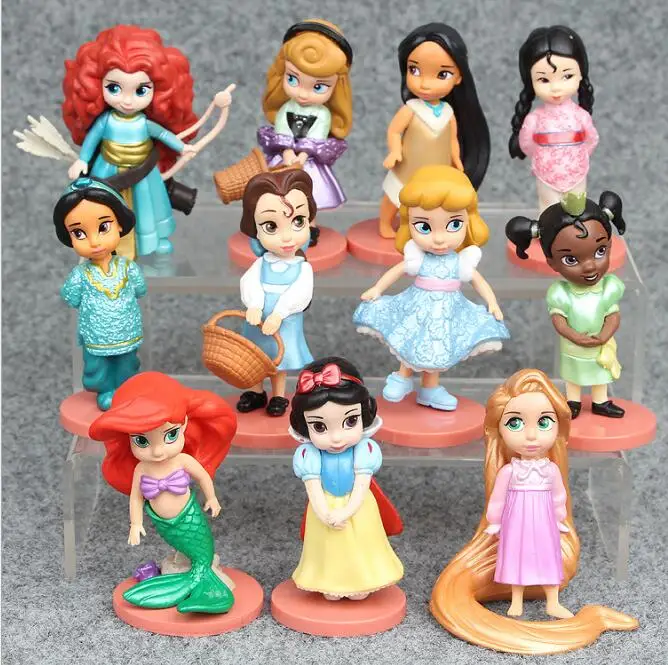 

Princess Toys 11pcs 8cm Moana Snow White Merida Action Figures Mulan Mermaid Tiana Jasmine Dolls Kids Toys For Children