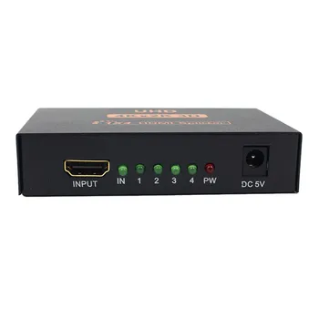 

4 Port HDMI Splitter Ultra HD 4K 1x4 Repeater Amplifier 1080P 3D Hub 1 In 4 Out for AU EU UK power supply new A30