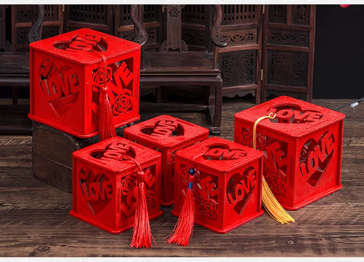 

Gifts Candy Boxes for Wedding Party Supplies Wooden Gift Box chinese style vintage novelty items red wooden Hand-held