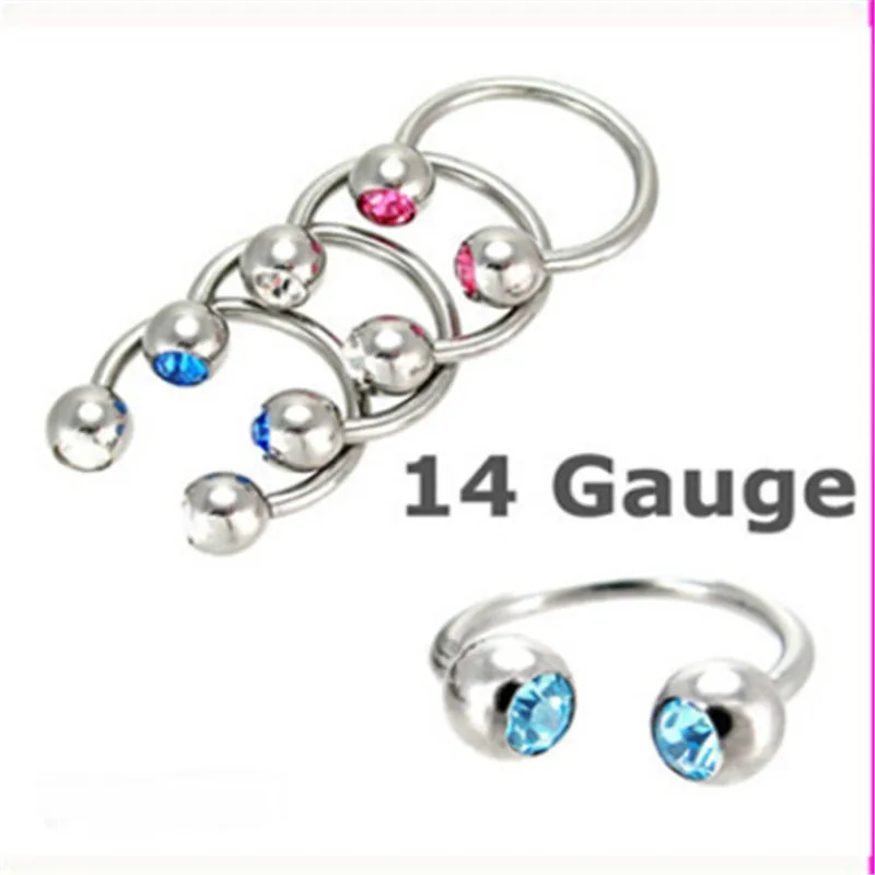 1.2mm Stainless Steel Silver Double Ball Nose Open Hoop Ring Body