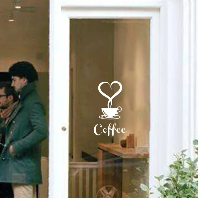 Coffee wall sticker shop Restaurant wall decor decals home decorations kitchen removable vinyl wall art diy decorative sticker 4