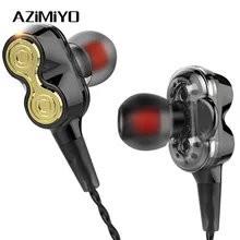 AZiMiYO In-Ear Earphones Dual Driver Earphone with Mic Bass Sport Stereo Hifi Headset Earbuds for phone Huawei mi 3.5mm earphone
