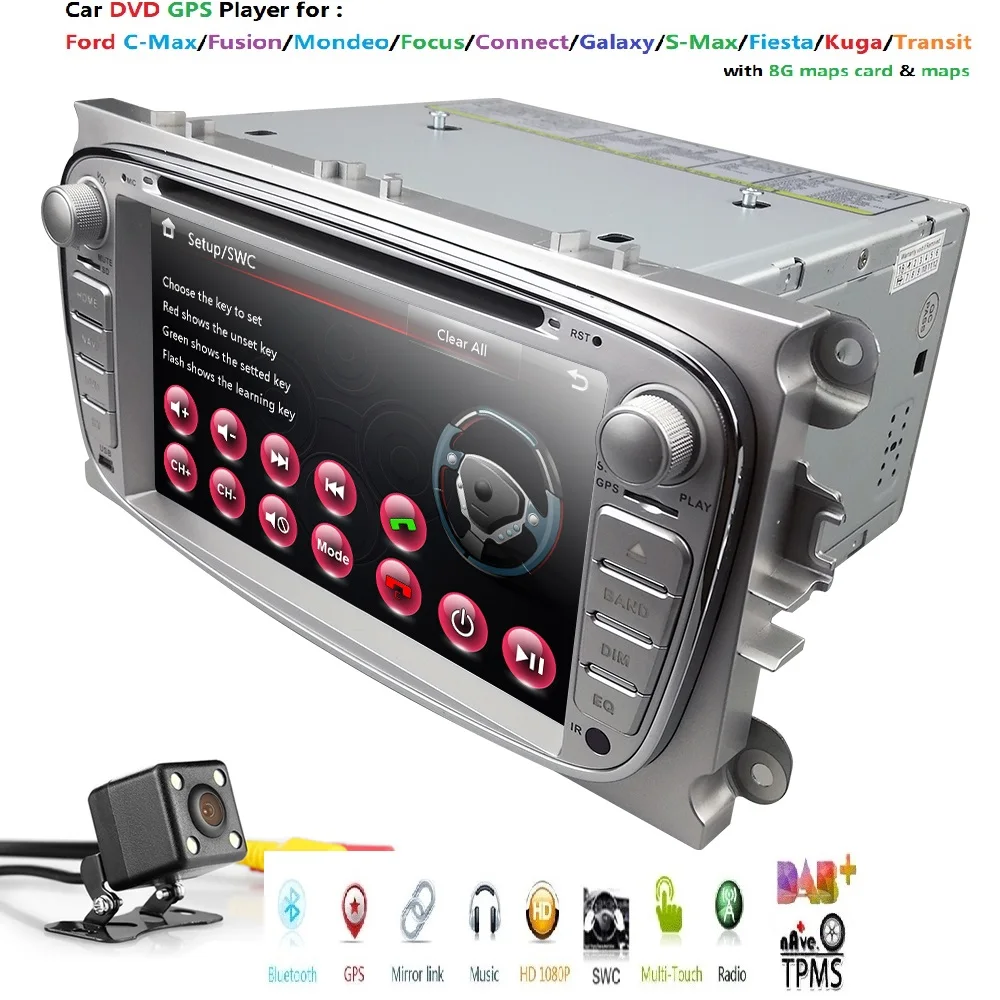 2DIN 7 ''автомобильный dvd-плеер для Ford Focus Mondeo S-Max Cmax Galaxy автомобильное аудио-Радио Стерео SWC DTV BT 3g MirrorLink Встроенный Микрофон CAM