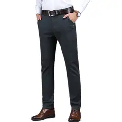 2019 модные Бизнес Для мужчин, повседневные брюки прямые тонкий офис человек хлопка мужские длинные брюки черные классические брюки K655