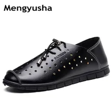 Лето стиль мужские сандалии мягкие удобные модные пляжная обувь дышащая Кожаная мужская обувь