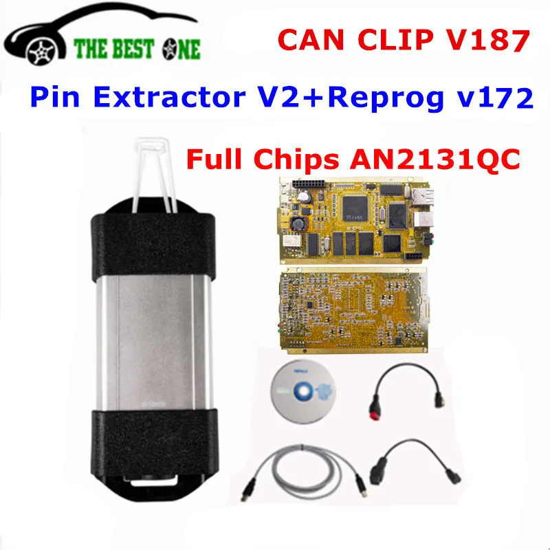 

DHL Free V187+Pin Extractor V2 +Reprog V172 Can Clip Diagnostic Interface Gold Full Chip Cypress AN2131Q Car Scanner 1998-2018