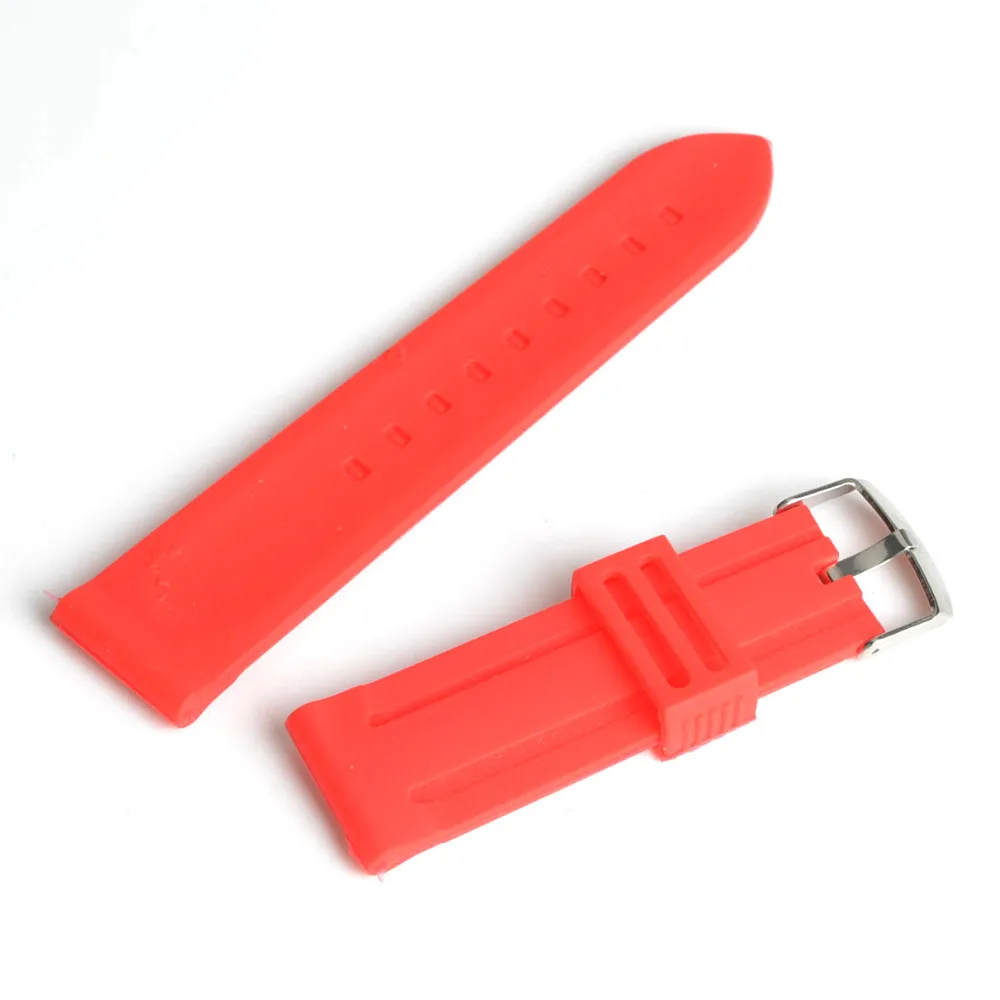 

20mm Red Silicone Watch Band Strap Pink Buckle Design Men Women Sports Watchband for Kid Children Gift SB0480
