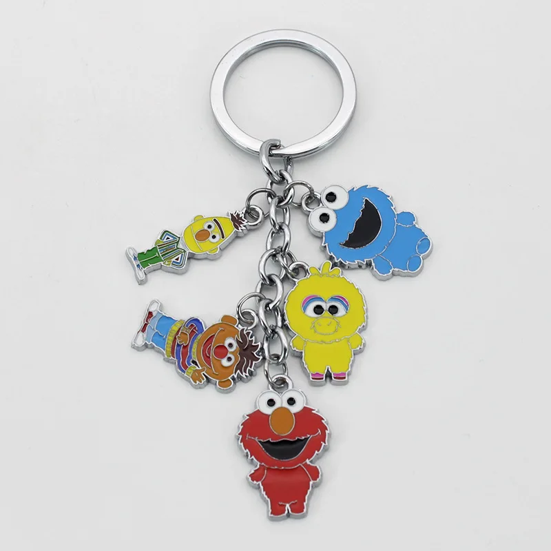

Anime Sesame Street key chain Elmo Big Bird Cookie Monster Bert Ernie cute cartoon metal keychain pendant jewelry gift llaveros