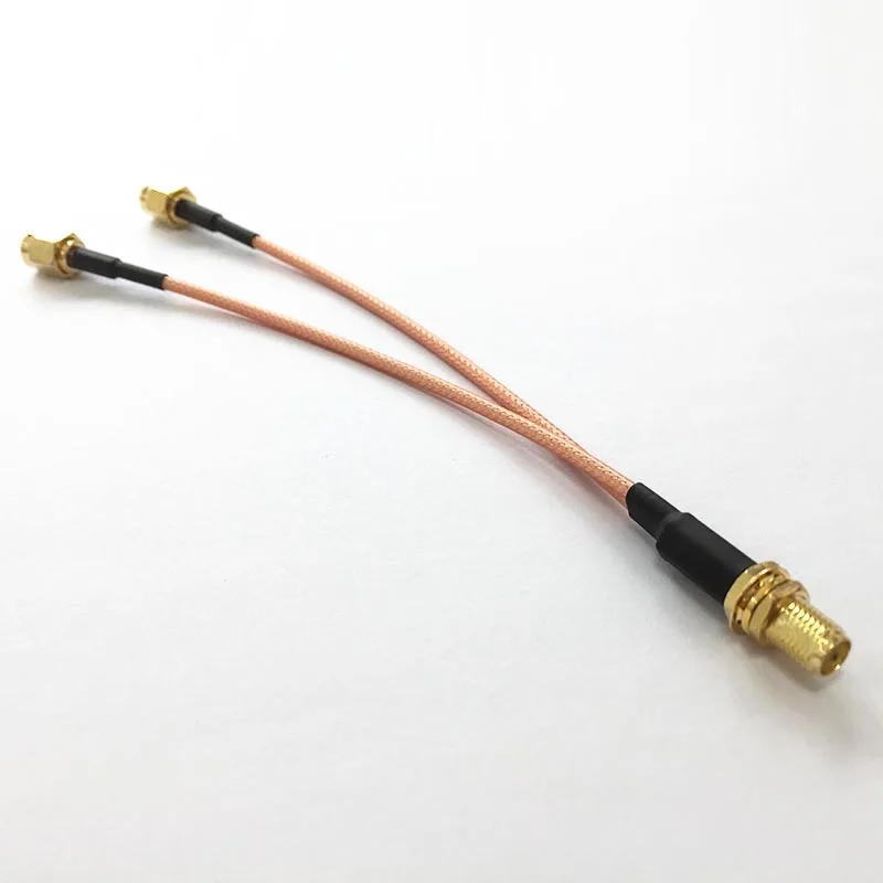 imágenes para SMA tuerca hembra a 2X SMA macho plug Y tipo Divisor Combinador Coleta RG316 cable 15 CM 6 "para wifi router imágenes para SMA tuerca hembra a 2X SMA macho plug Y tipo Divisor Combinador Coleta RG316 cable 15 CM 6 "para wifi router