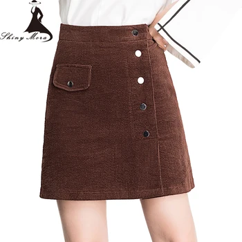 

SHINYMORA Spring Corduroy Mini Skirts for Women 2019 High Waist A Line Slim Elegant Skirts Female Fashion Casual Skirt 3 Color