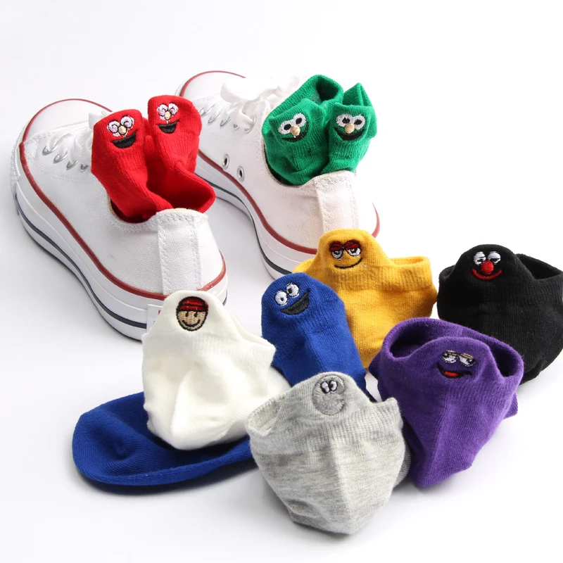 

SP&CITY 3 Pairs Women Solid Cartoon Patterned Short Socks Ins Ankle Harajuku Funny Character Socks Casual Art Embroidery Sox