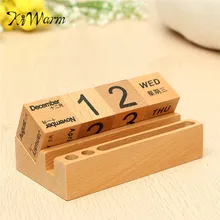KiWarm Haya Cubos de Calendario de la Tabla de Números y Letras Decoración Del Escritorio Con La Pluma y el Soporte Para Teléfono de Ministerio del interior Artesanal