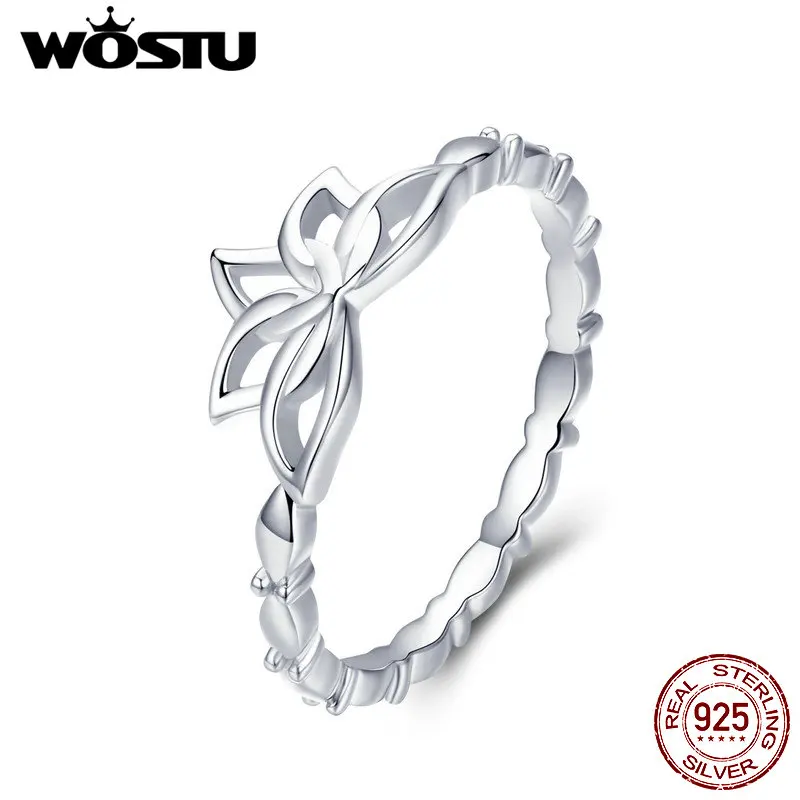 

NEW Arrivel WOSTU Rings 925 Sterling Silver Lotus Finger Ring for Women Wedding Party Luxury Fashion Jewelry Oorbellen BNR018