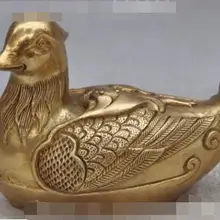 S7064 Китай Народная Бронзовый Медь животных мандаринка Анюя удачи статуя