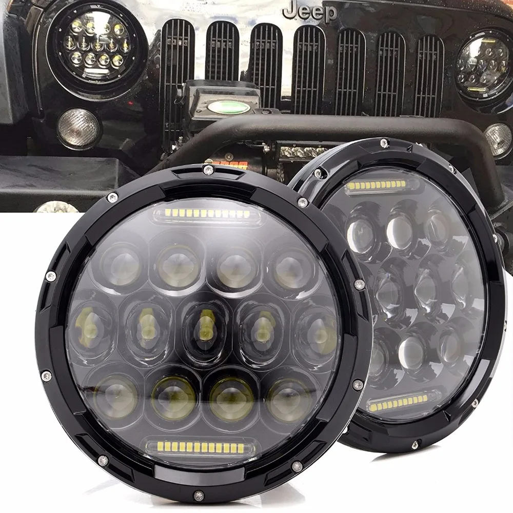 

Promotion! Pair 7inch 75W Headlight Hi/ Lo Beam 6000K with 12V 24V Led DRL Light 2 Year Warranty IP 67 Waterproof