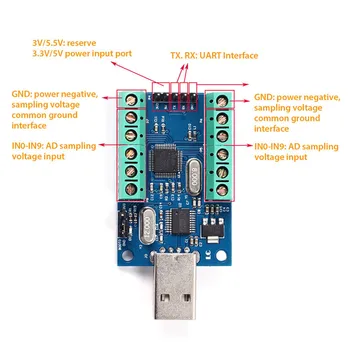 

USB AD Data Collection Module STM32 UART ADC Module 10- Channel Single Port Input 10-Channel 12Bit