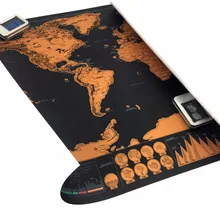 drop shipping scratch off the world map black for home decoration wall art craft vintage poster r travel and living room decor