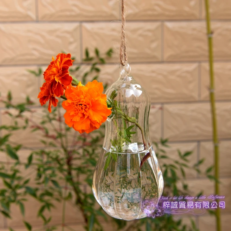 Стеклянная ваза для цветов Terrarium сферическая тыква 16*8 5 см подвесные прозрачные