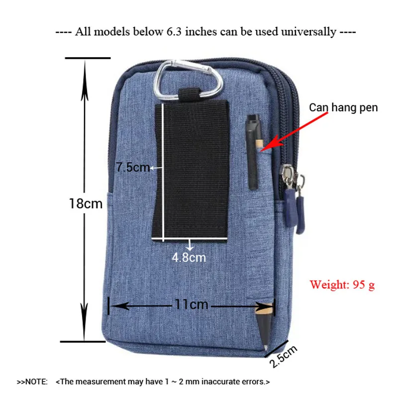 Cowboy Cloth Phone Pouch Belt Clip Bag for Samsung A5/A8/J5 2016/J7/J3 Case with Pen Holder Waist Bag Outdoor Sport Phone Cover