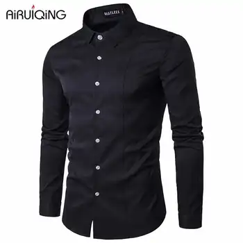 

2019 fashion quality basic shirt Casual Long Sleeved Shirt Dress Shirt Slim Fit Chemise Homme Camisa Social Masculina