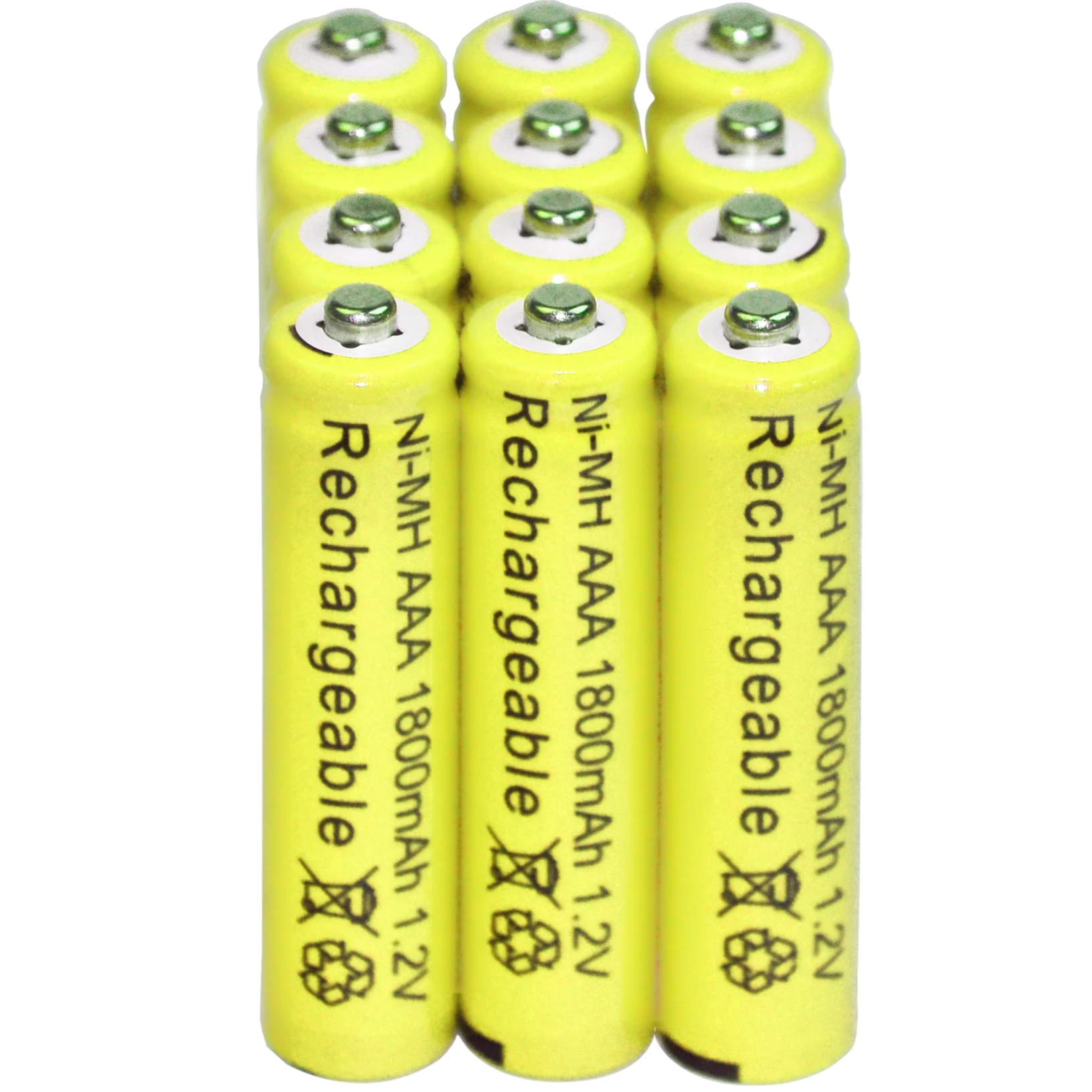 12x AAA 1800mAh 1.2V NIMH Yellow batteries Bulk Nickel Cadmium