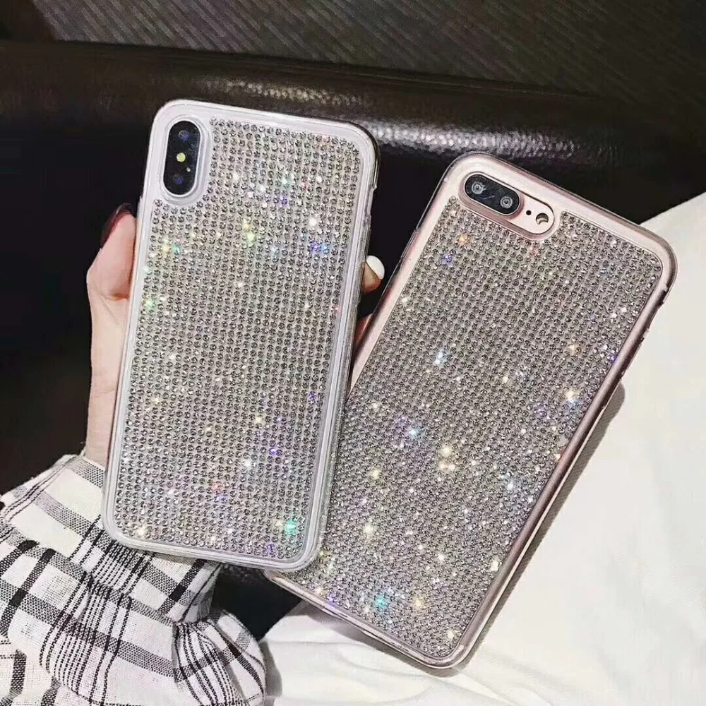 

Luxury Rhinestone Case For iPhone XS Max Cover TPU Bling Glitter Soft Case For iPhone 8 Plus 7 8 6 6S XS XR X 10 Fundas EEMIA