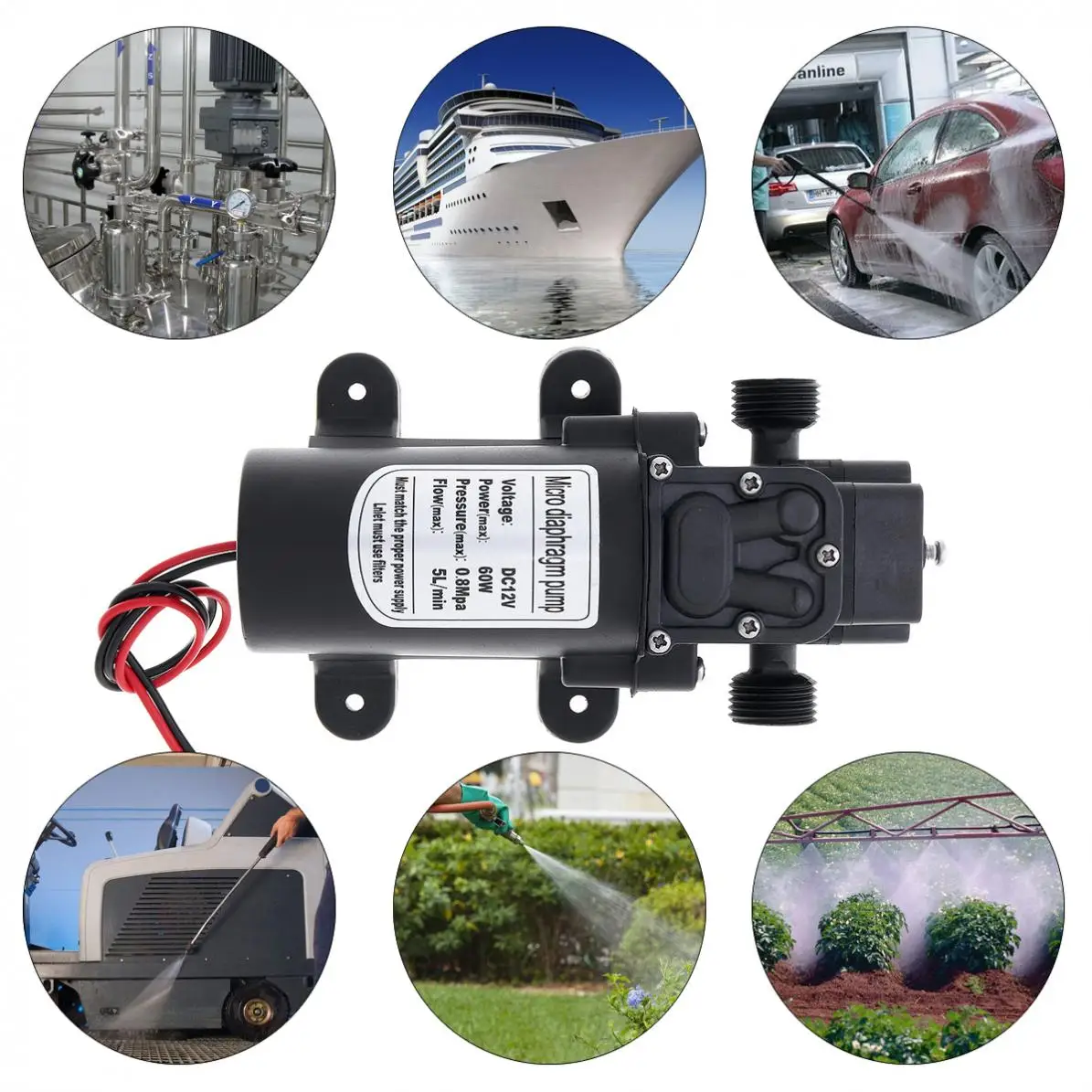 12V 60W 5L/мин регулируемое Универсальное крепление для самовсасывающий мембрана высокого Давление электрическая Автомобильная моющая насос для автомобиля/дома/сад