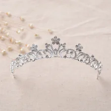 Модный серебряный с кристаллами Цветы Свадебные короны, тиары свадебные аксессуары для волос сплав горный хрусталь пышные диадемы для выпускного невесты повязки на голову