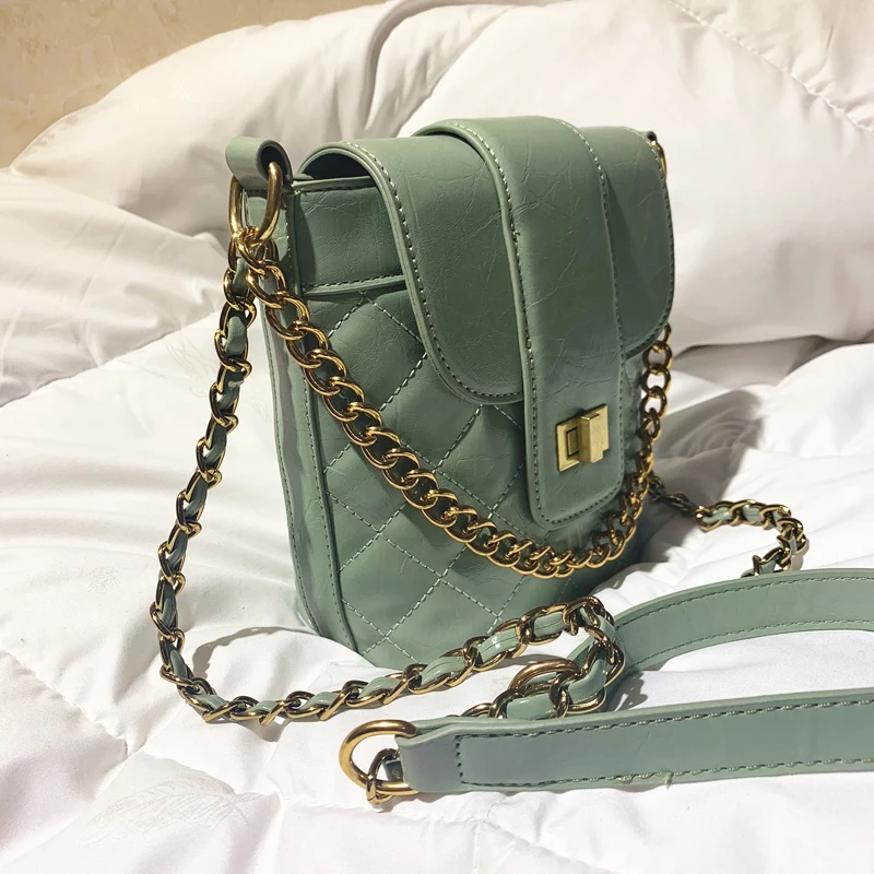 

Small fragrance rhombic chain handbag 2019 new high-end sense of the ocean shoulder Messenger bag female wild ins bucket