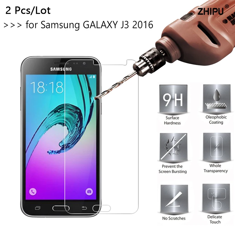 

2 Pcs/Lot 2.5D 0.26mm 9H Premium Tempered Glass For Samsung Galaxy J3 2016 J320 J320F Screen Protector protective film *