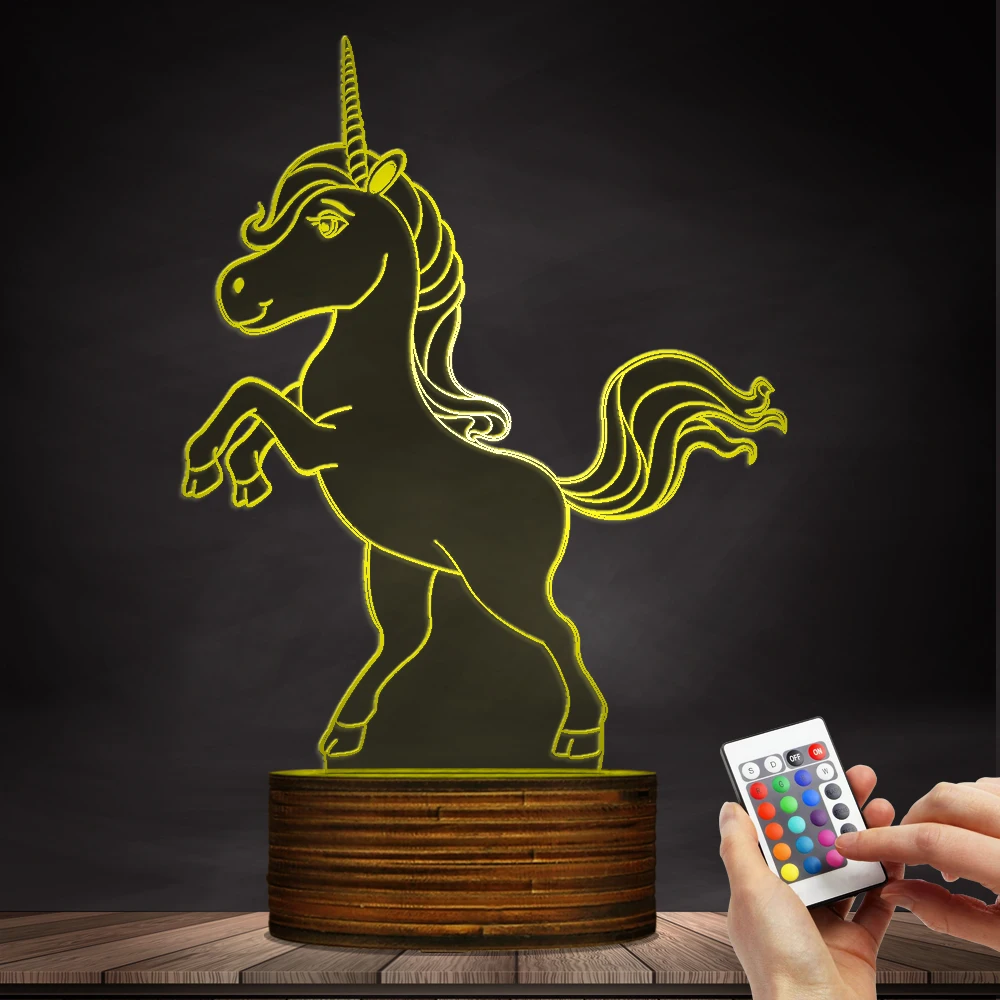 1Piece Unicorn LED Lamp Unicorn 3D Illusion Lights Girl Room Unicorn Bedside Night Light Multi