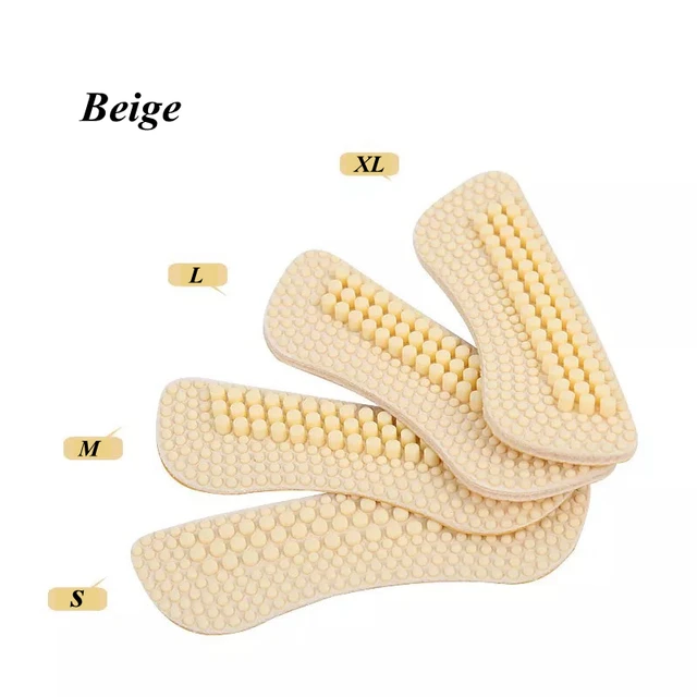 1Pair New Massage Silicone Inserts Fashion Soft Sticky Silica Gel Fabric Shoe Pads Liner Grips Back Heel Inserts Insoles Black Beige-XL