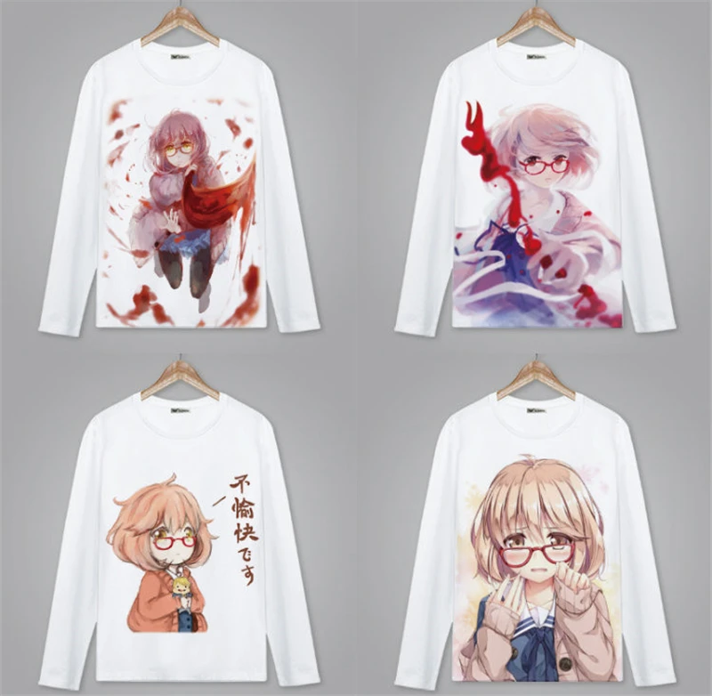 Kyokai no Kanata Мирай Курияма Толстовка с принтом аниме Свободная рубашка Косплей Топ