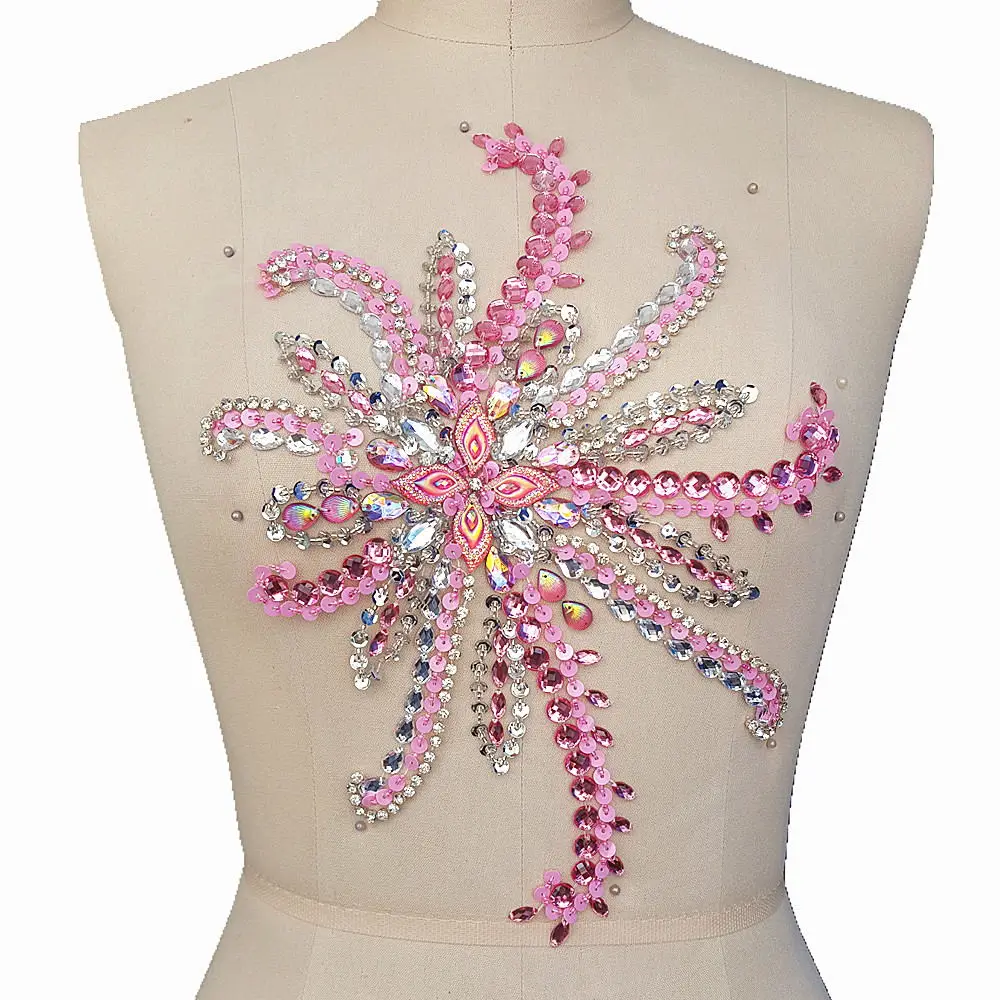 handmade Fine Appliques Patches Rhinestones Strass Crystal Beaded Sew