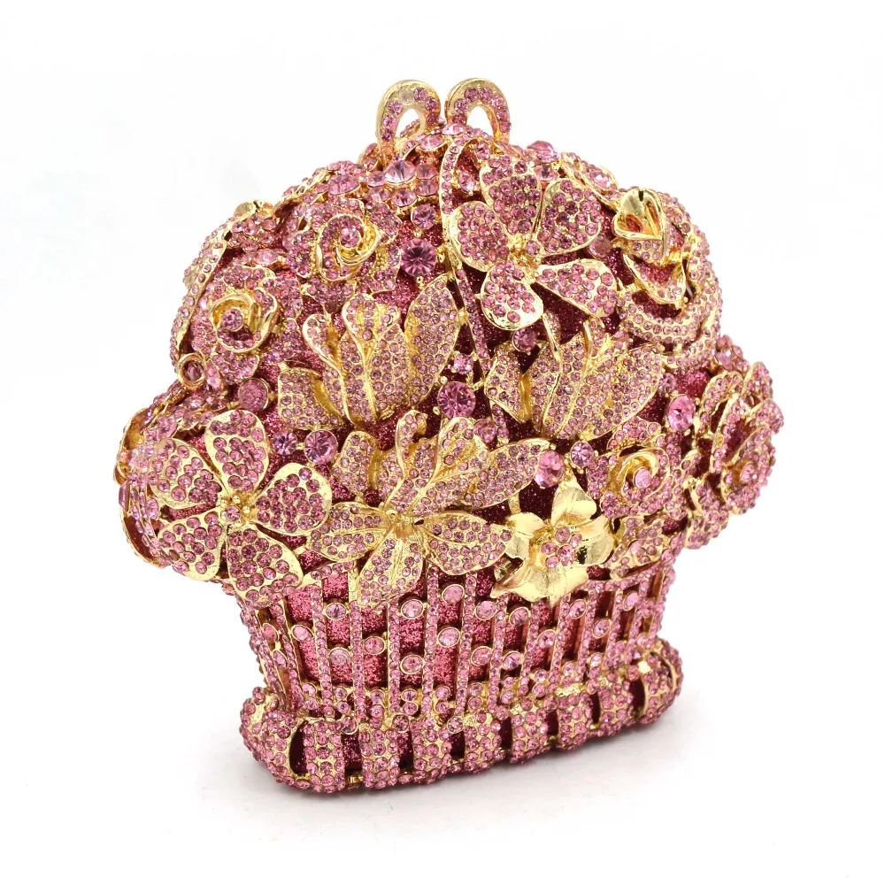 Роскошные Дизайнерские розовый цветок Стразы клатч с украшением в виде кристаллов вечерние свадебные Сумки золотистый, серебристый, цвета алмаза Для женщин клатч вечерняя сумочка 599
