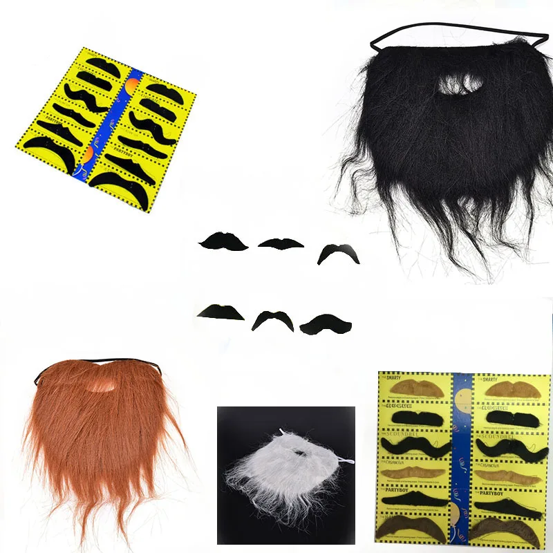 

12pcs Halloween Fake Mustache Props Pirate Party Adult Children's Masquerade Show Funny Moustache Beard Self Adhesive Prop Deco