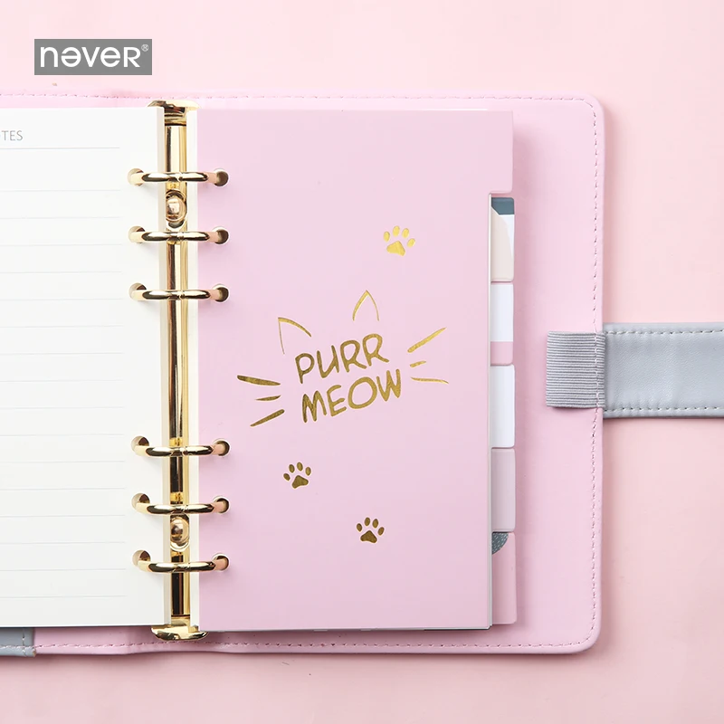 Never Cute Kitty Cat индекс страниц планировщик разделители для Filofax A6 спираль записная книжка аксессуары для журналов наполнитель бумажные канцелярские принадлежности