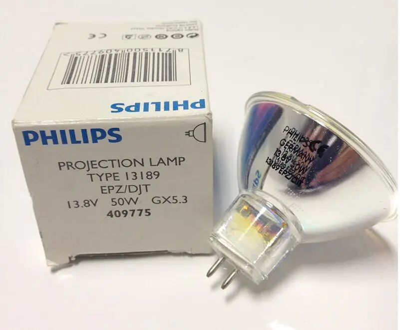 PHILIPS 13189 13.8V50W EPZ/DJT PROJECTION LAMP , EPZ 13.8V 50W GX5.3