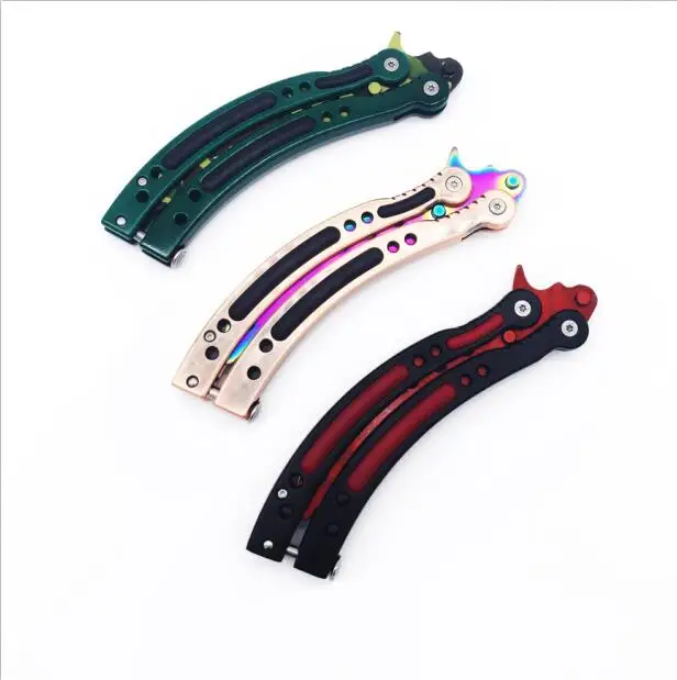 

Butterfly Training knife Fade Csgo Stainless Steel Knife Cs Go Counter Strike Karambit Titanium Balisong Knife Dull Tool No Edge