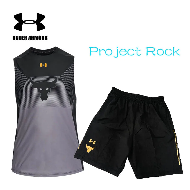 

Under Armour men Project Rock sleeveless garment training T-Shirt pants Suit undershirt Vest Johnson Endorsement size M-2XL