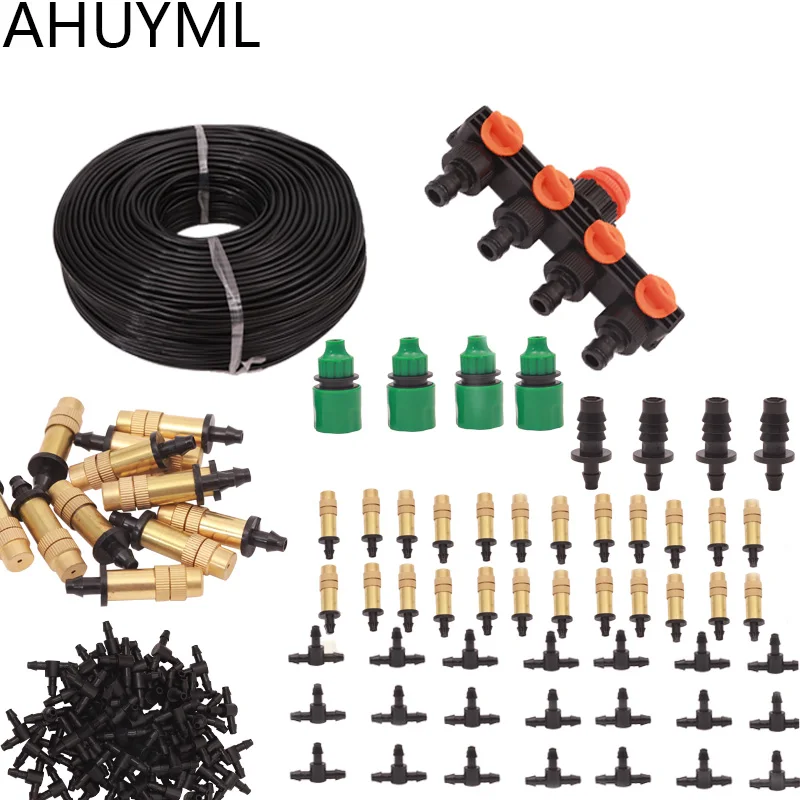 

4 Outlet Automatic Watering Device Drip Irrigation Set Copper Material Spray Cooling System Smart Garden Irrigation Adjust water