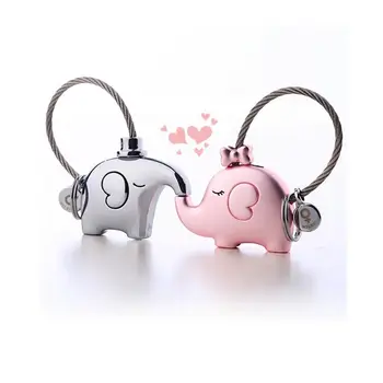 

Fantastic French Kiss One Pair Elephant Couple Key Chain Valentine Gift silver pink gold gift love