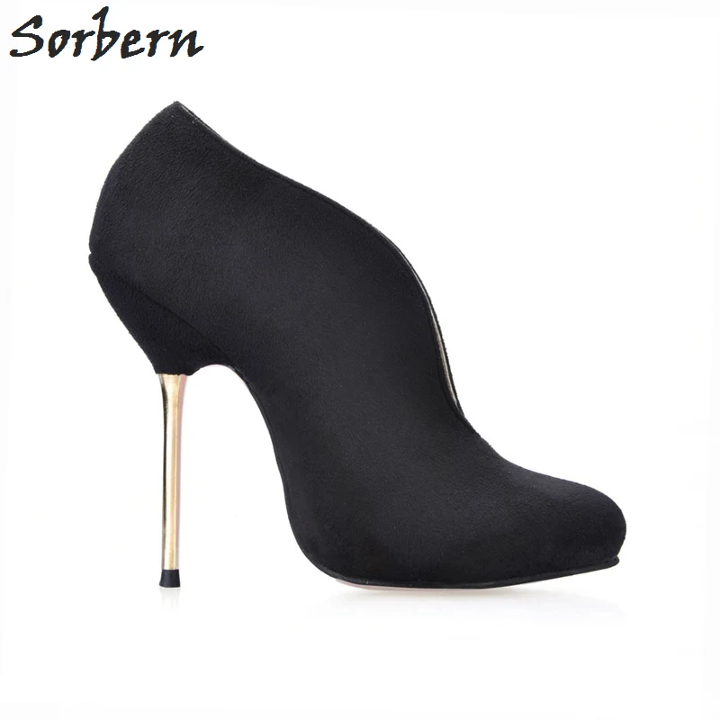 Sorbern Для женщин сапоги 2018 черный Металлические каблуки острый носок женские